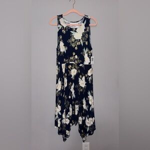Torrid Navy Floral Dress with Gold Highlights